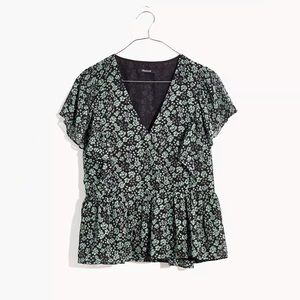 MADEWELL Georgette Ruffle Sleeve Floral Peplum Top
